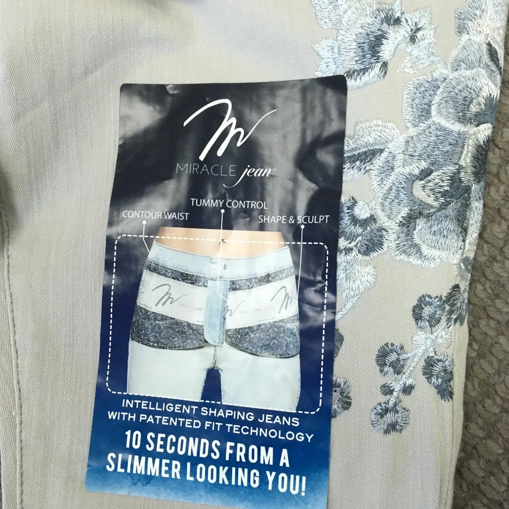Women's Light Gray Floral Jeans